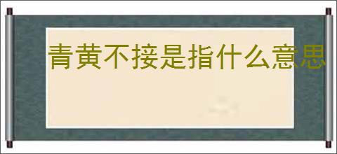 青黄不接是指什么意思