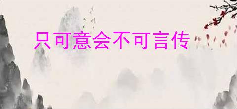 只可意会不可言传