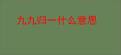 九九归一什么意思