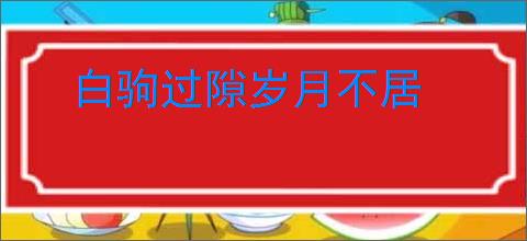 白驹过隙岁月不居