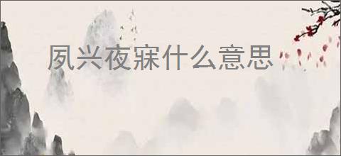 夙兴夜寐什么意思