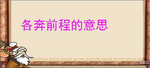 各奔前程的意思