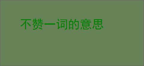不赞一词的意思