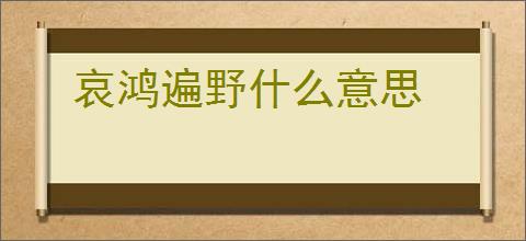 哀鸿遍野什么意思
