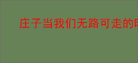 庄子当我们无路可走的时候