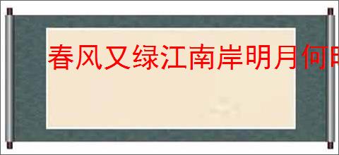 春风又绿江南岸明月何时照我还