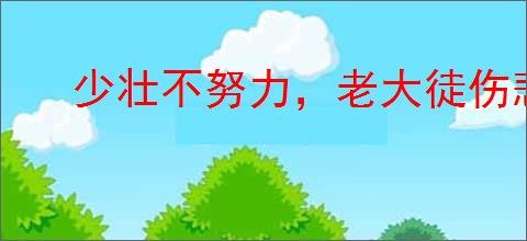 少壮不努力，老大徒伤悲